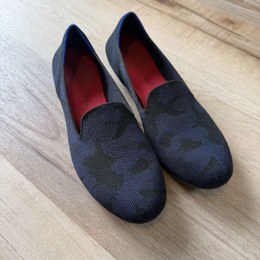 Rothy’s The Loafer in Midnight Camo Blue Slip on Ballet Shoes Women’s Size 10